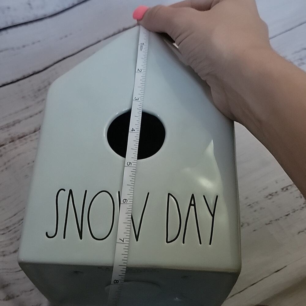 Rae Dunn Light Blue Snow Day Ceramic Birdhouse House Shaped Winter Decoration - Picture 10 of 12